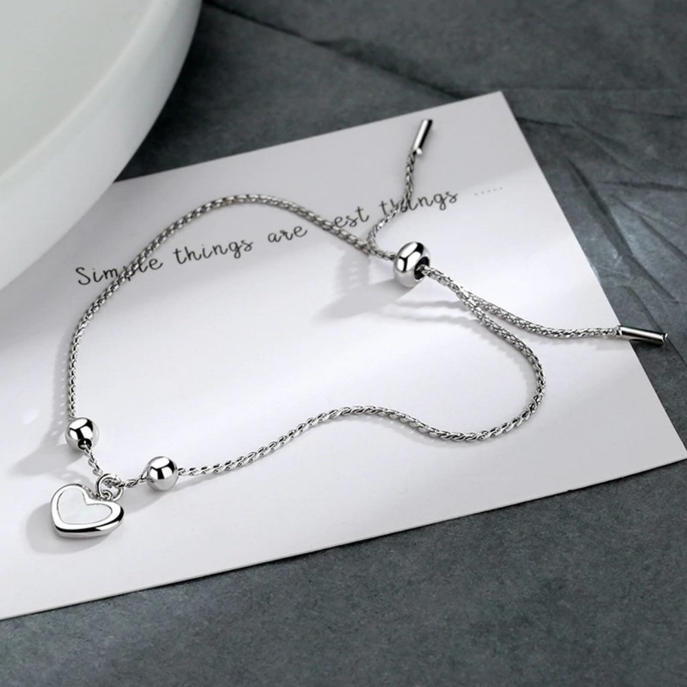 *NEW 925 Sterling Silver Shell Heart Bracelet - Picture 4 of 8